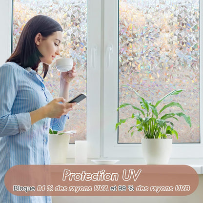 Electrostatic window film with rainbow effect, decorative anti-glare window film, 3D anti-UV window film, 45x200cm 45X200 - Image 3