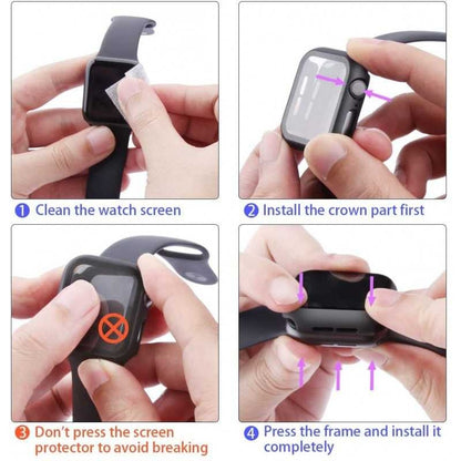 2-PACK Compatible with Apple Watch 40mm Shockproof Case 9H Tempered Glass 2in1 Rose Gold - Image 6
