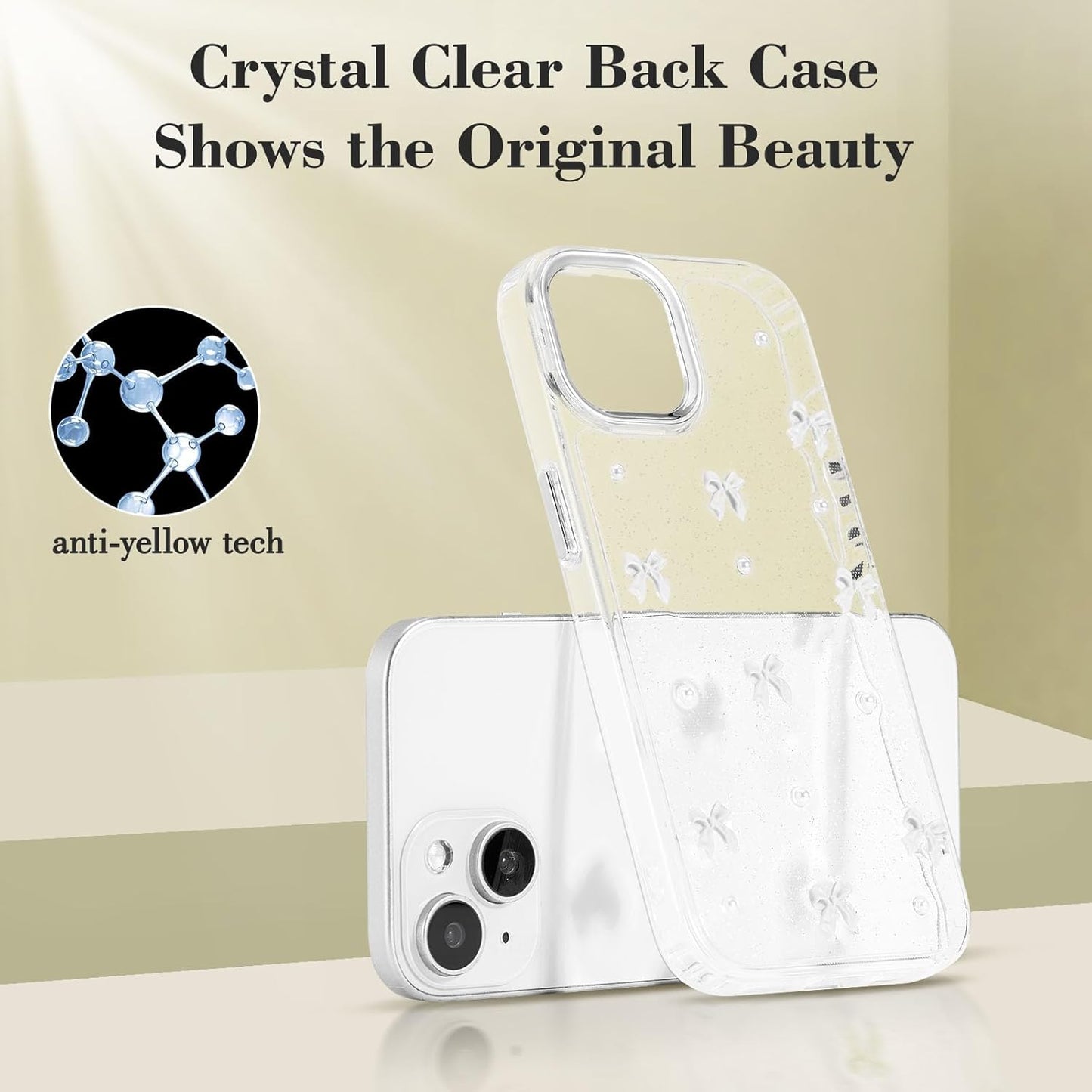 Mobile Case Compatible with iPhone 14 Plus, 3D Bowknot Mobile Case, Cute Transparent Bowknot, Thin, Soft and Durable, White White iPhone 14 Plus - Image 5