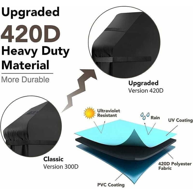 Grill Cover Waterproof Protection Windproof, tear-proof cover with straps and storage bag (145x61x117cm)-- - Image 2