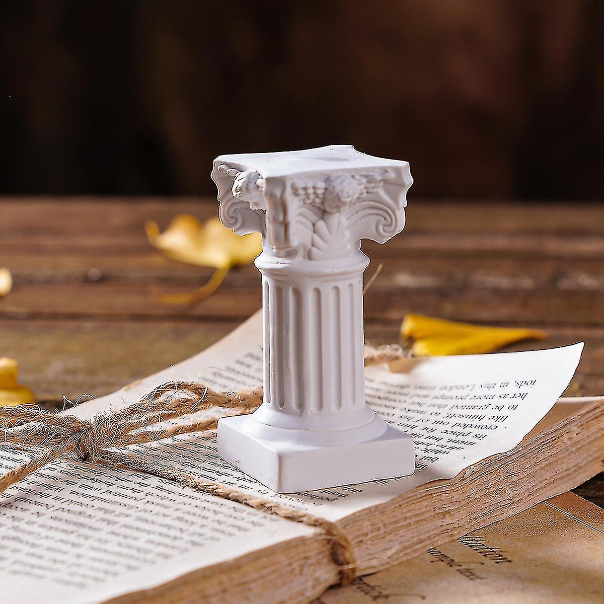 White Roman Pillar Greek Pillar Statue Indoor and Outdoor Modern Style Mini Resin Decoration (1 pc, white) - Image 2