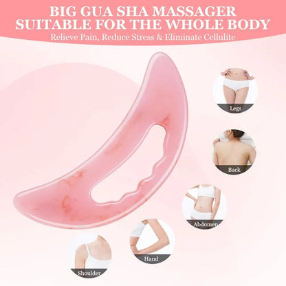 Large Gua Sha Massager, Lymphatic Drainage & Cellulite Massage for Legs, Face, Back & Pain Relief Pink-B - Image 3
