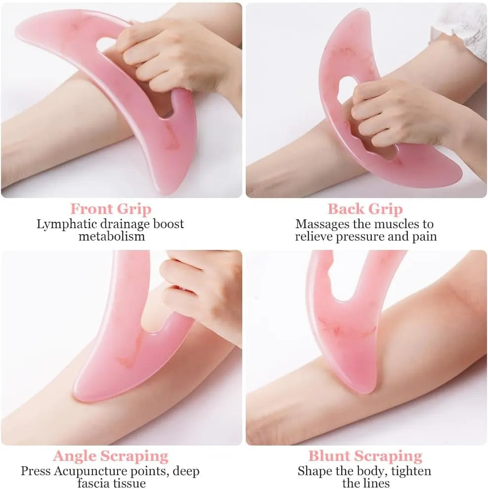 Large Gua Sha Massager, Lymphatic Drainage & Cellulite Massage for Legs, Face, Back & Pain Relief Pink-B - Image 5