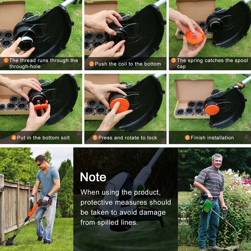 Trimmer Line Spool for Black and Decker Trimmers, 6-pack Trimmer Line Spools with 1 Spool Guard and 1 Spring - Image 3
