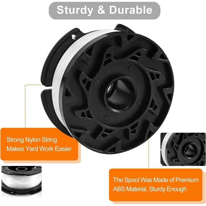 Trimmer Line Spool for Black and Decker Trimmers, 6-pack Trimmer Line Spools with 1 Spool Guard and 1 Spring - Image 4