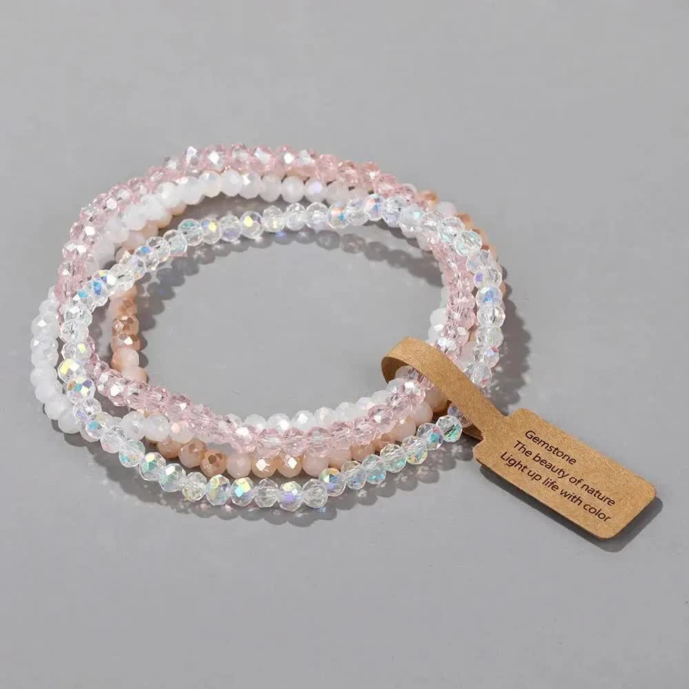 Pieces Set Faceted Glass Beads Stretch Bracelet Impacted Glass Beads Multicolor Elastic Beads Handmade E Bracelet Jewelry ASL70055A - Image 2
