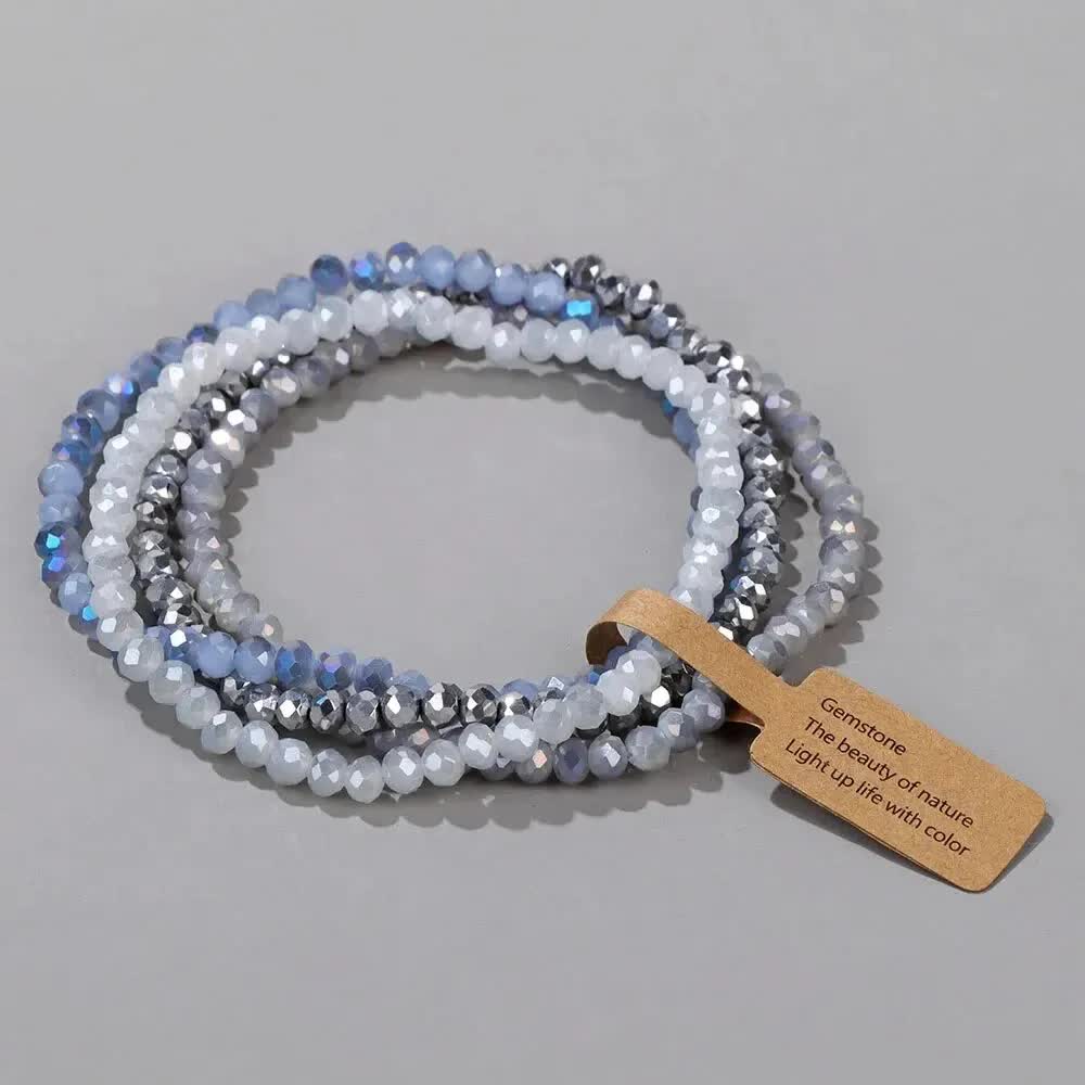 Pieces Set Faceted Glass Beads Stretch Bracelet Impacted Glass Beads Multicolor Elastic Beads Handmade E Bracelet Jewelry ASL70055A - Image 4