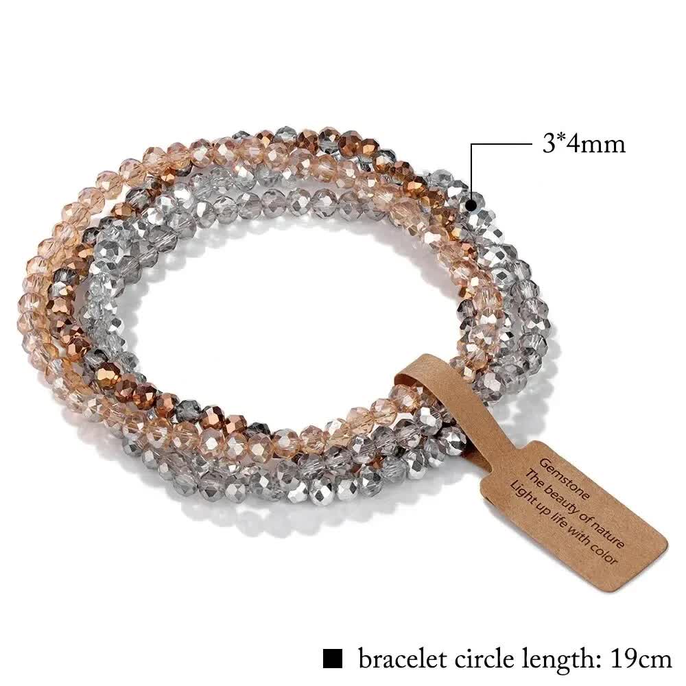 Pieces Set Faceted Glass Beads Stretch Bracelet Impacted Glass Beads Multicolor Elastic Beads Handmade E Bracelet Jewelry ASL70055A - Image 5
