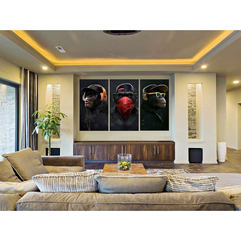 Wise Monkeys Wall Art on Canvas - Modern Home Decor - 30 x 50 cm, 3 Pieces - Image 2