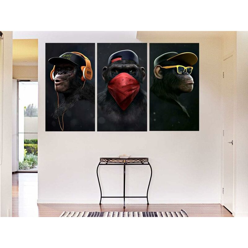Wise Monkeys Wall Art on Canvas - Modern Home Decor - 30 x 50 cm, 3 Pieces - Image 4
