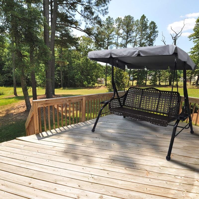 Replacement Cover for 3-Seater Garden Swing Waterproof UV Protection Gray Large - Image 2