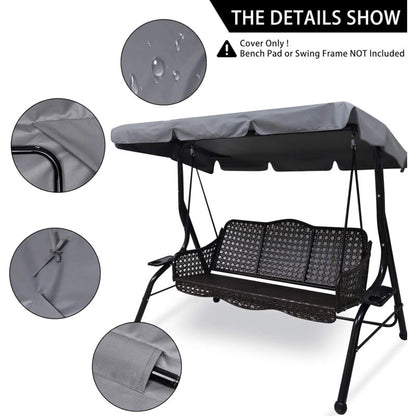 Replacement Cover for 3-Seater Garden Swing Waterproof UV Protection Gray Large - Image 3