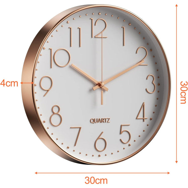 Minimalist Wall Clock (Silver), 30 cm (12 inches) Modern Silent Wall Clock, Silent Quartz Movement - Image 4