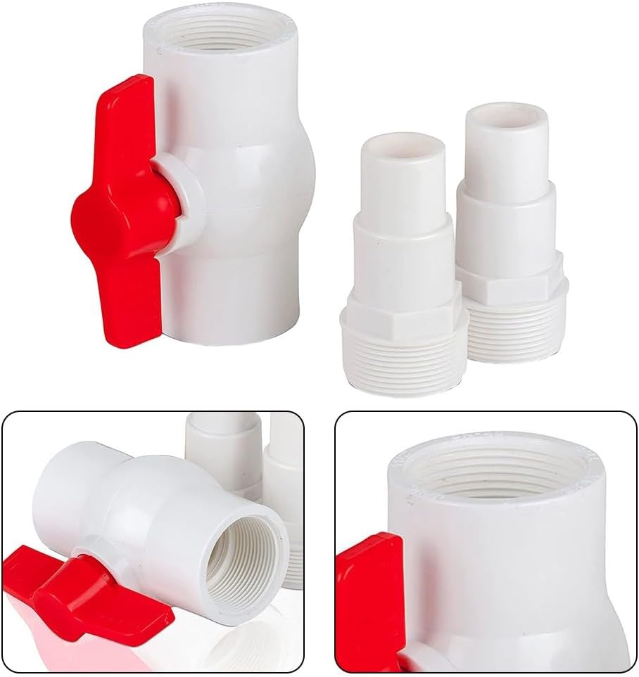 AR512 On/Off Valve Adapter for 38mm and 32mm Hose Diameter, Ball Valve with T-Handle, Pool Water Shut-Off Adapter - Image 3