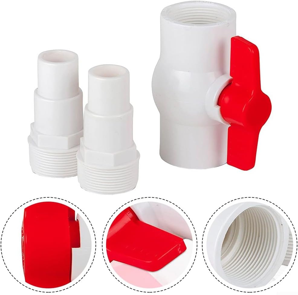 AR512 On/Off Valve Adapter for 38mm and 32mm Hose Diameter, Ball Valve with T-Handle, Pool Water Shut-Off Adapter - Image 4
