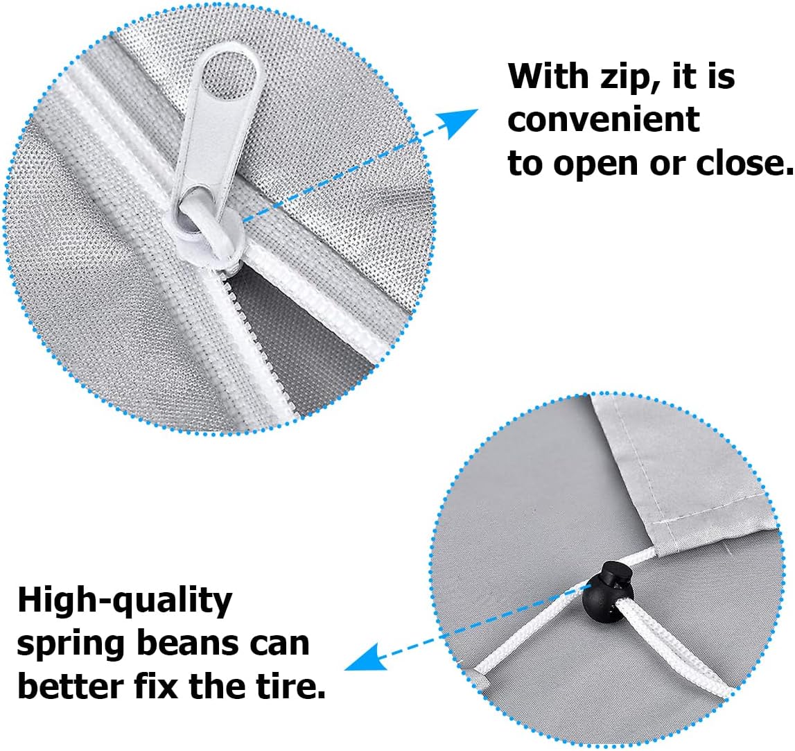 Tire Storage Cover, Universal Tire Cover for 4 Tires, Car Spare Tire Tire Storage Bag Case Protection (Silver) - Image 3