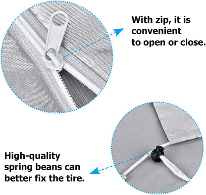 Tire Storage Cover, Universal Tire Cover for 4 Tires, Car Spare Tire Tire Storage Bag Case Protection (Silver) - Image 3