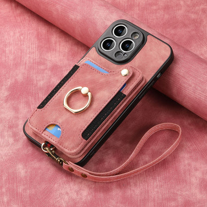Mobile Phone Leather Case Compatible with iPhone RFID Anti-Theft Swipe Loop Buckle Rope Multifunctional Card Holder Brown [With Leather Strap] Brown [With Leather Lanyard]] iPhone 13 Pro - Image 9