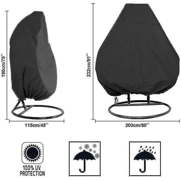 Barsinfi Oxford Zipper Hanging Chair Cover 190 X 115 Cm Waterproof Cover for Garden and Outdoor Furniture 190 X 115 Cm_max - Image 5
