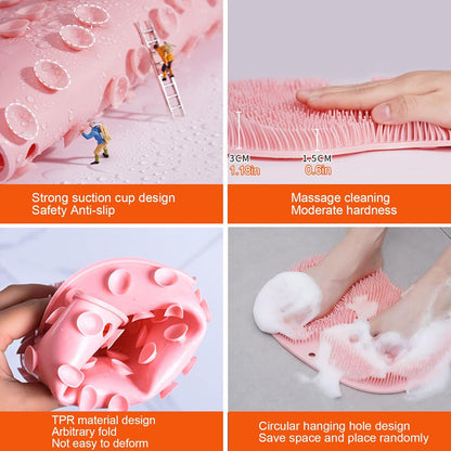 2-pack shower back and foot scrubber, wall-mounted back scrubber silicone bath massage brush with suction cups - Image 2