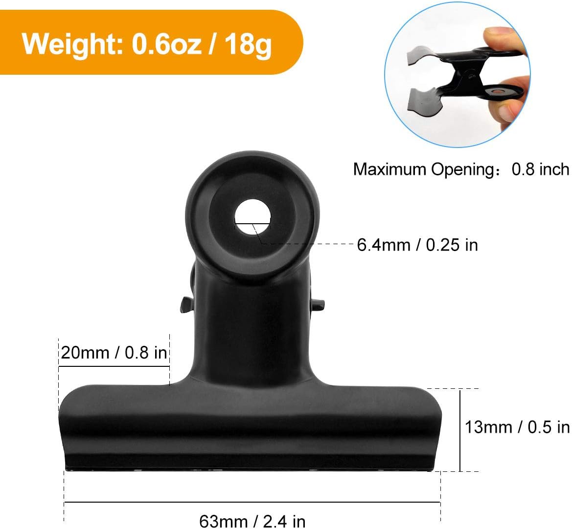 12-pack large black binder paper clips / metal hinge clip Fi - Image 2