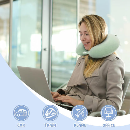 Travel Pillow Neck Pillow Memory Foam Travel Pillows Head Support Pillow for Airplane Train Car Office Travel Essential Flight Pillows for a Long Time Gray Gr Green One Size - Image 6