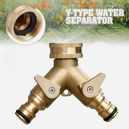 2-way brass tap connector, with single valves, yellow - Image 4