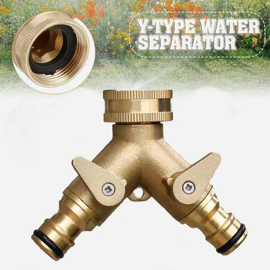 2-way brass tap connector, with single valves, yellow - Image 4