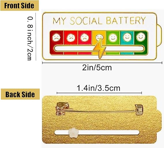 pcs MY SOCIAL BATTERY, Funny Social Mood Brooch Pin for 7 Days, Pin Funny Social Battery Brooch Badge Mood Pin Badge Cute - Image 5