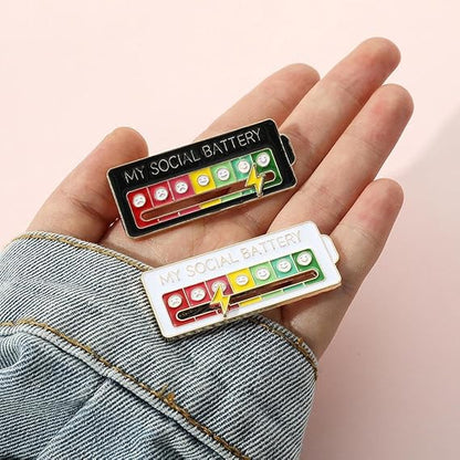 pcs MY SOCIAL BATTERY, Funny Social Mood Brooch Pin for 7 Days, Pin Funny Social Battery Brooch Badge Mood Pin Badge Cute - Image 6