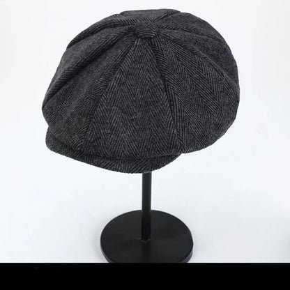 2023 Retro Newsboy Caps Men Octagonal Hats Peaky Blinders Newsbo Black