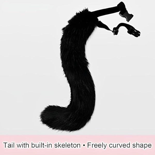 Grey Fox Tail & Cat Ears Costume Set with Gloves for Halloween Cosplay grey - Image 5