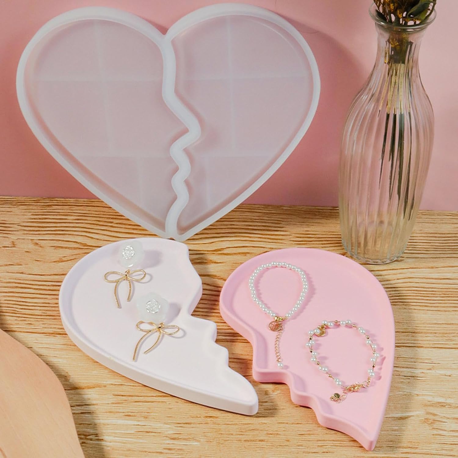Heart Tray Mold – Jewelry Tray Mold Silicone, Jewelry Holder Resin Mold, Epoxy Resin Casting Mold, Jewelry Tray Dishes for Jewelry Storage - Image 3