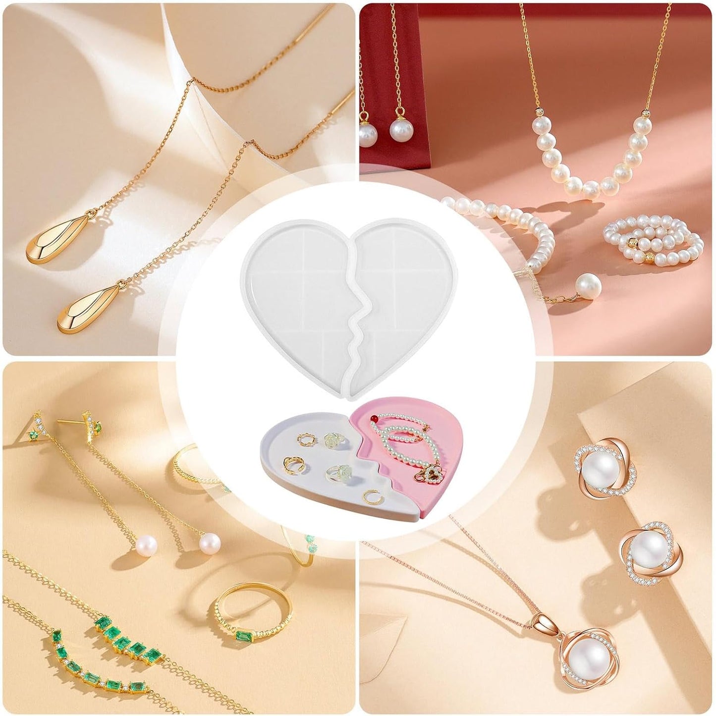Heart Tray Mold – Jewelry Tray Mold Silicone, Jewelry Holder Resin Mold, Epoxy Resin Casting Mold, Jewelry Tray Dishes for Jewelry Storage - Image 4