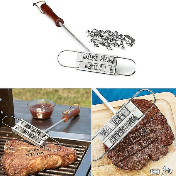 Printed Barbecue Wooden Handle Stamp Barbecue Meat DIY Steak - Image 3