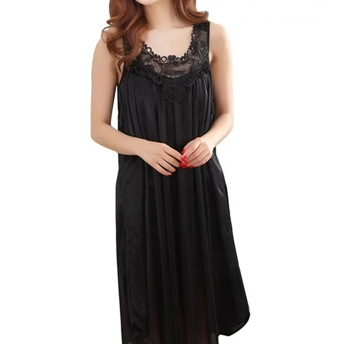 Summer Lace Patchwork Pajamas Sleepwear Women Nightgown Nightdress