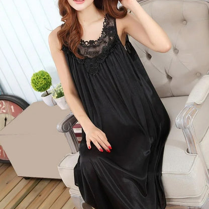 Summer Lace Patchwork Pajamas Sleepwear Women Nightgown Nightdress - Image 4