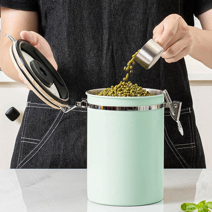 (Green) Coffee Container - Coffee Jar - 1.8L - Coffee Container Storage Jar - Coffee Container - Airtight Coffee Container with CO2 Valve - green green - Image 4