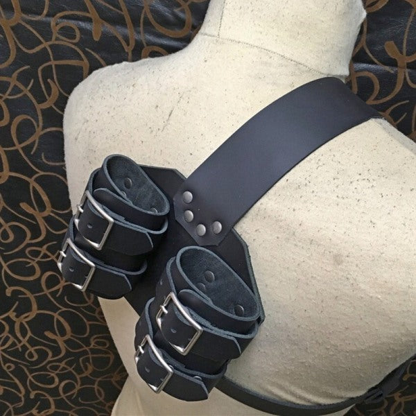Medieval Wizard Double Back Scabbard Sword Scimitar Set Viking Pirate Warrior Holster Cosplay Brown - Image 2