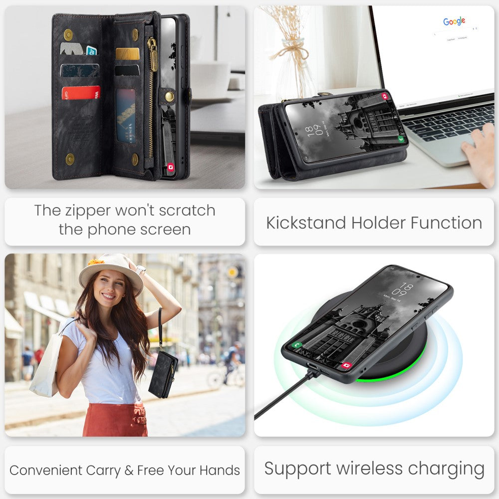 CaseMe Multi-Slot 2 in 1 Wallet Case Galaxy S25 Black - Image 7