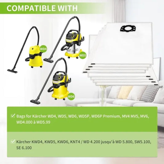 10 pcs vacuum cleaner bags for Karcher vacuum cleaner wd4 wd5 wd6 mv4 mv5 mv6 - Image 4
