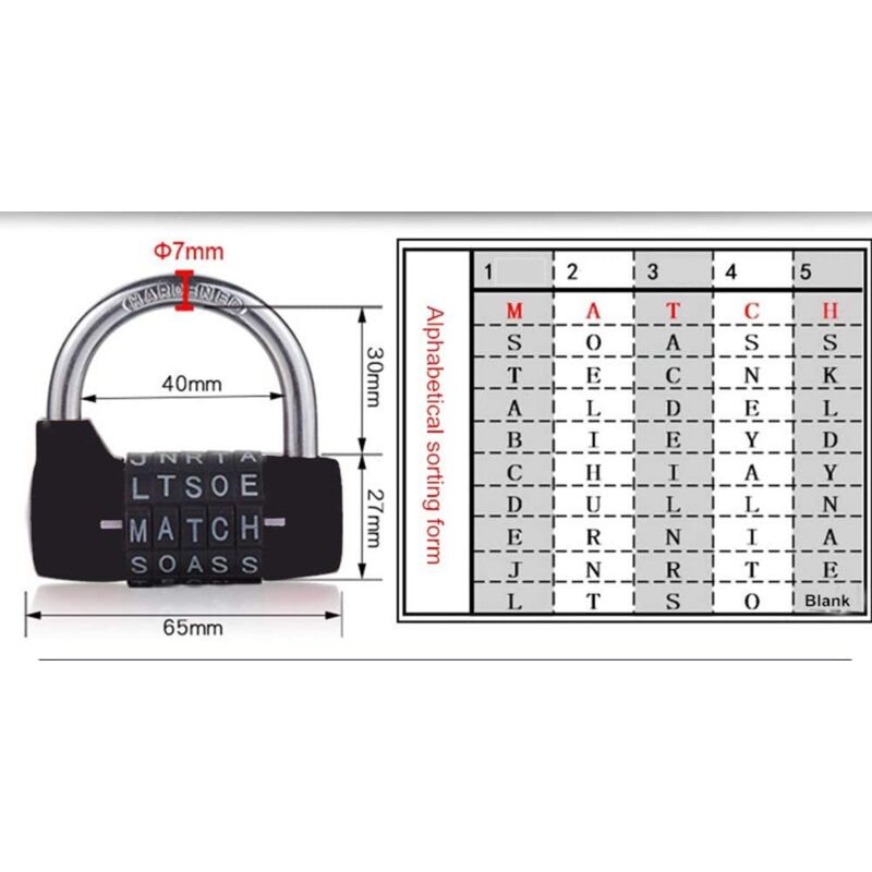 Combination Lock, Code Lock, Waterproof and Rustproof Combination Lock for Families, Schools, Businesses, Cabinets and Other Places (5 Letter Lock) - Image 4