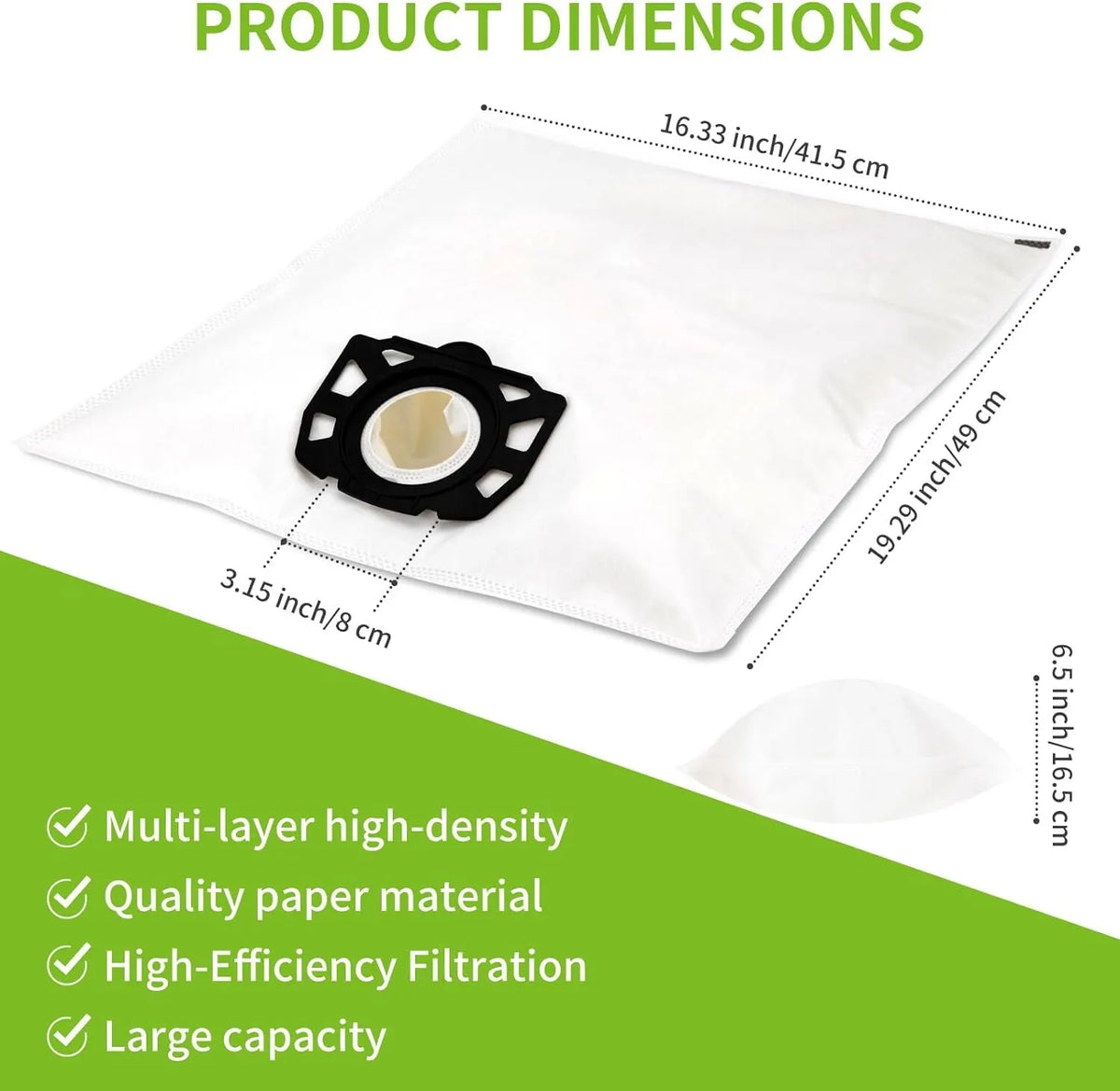 10 pcs vacuum cleaner bags compatible with Kärcher vacuum cleaners wd4 wd5 wd6 mv4 mv5 mv6 - Image 2