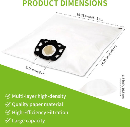 10 pcs vacuum cleaner bags compatible with Kärcher vacuum cleaners wd4 wd5 wd6 mv4 mv5 mv6 - Image 2