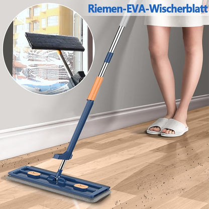 Large Flat Mop with 360° Rotatable Wringing Function, Microfiber Pads for Hardwood Blue + 2 rags - Image 2