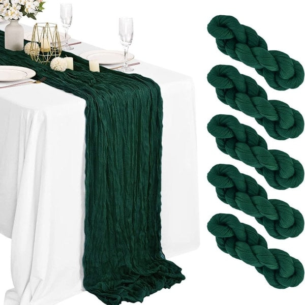 1st Cheesecloth Table Runner Loose-woven Table Runner LIGHT GREEN Light Green - Image 7