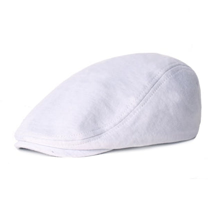 Cotton Cap for Men and Women - Soft Casual Beret, Solid Color Unisex - White, One Size