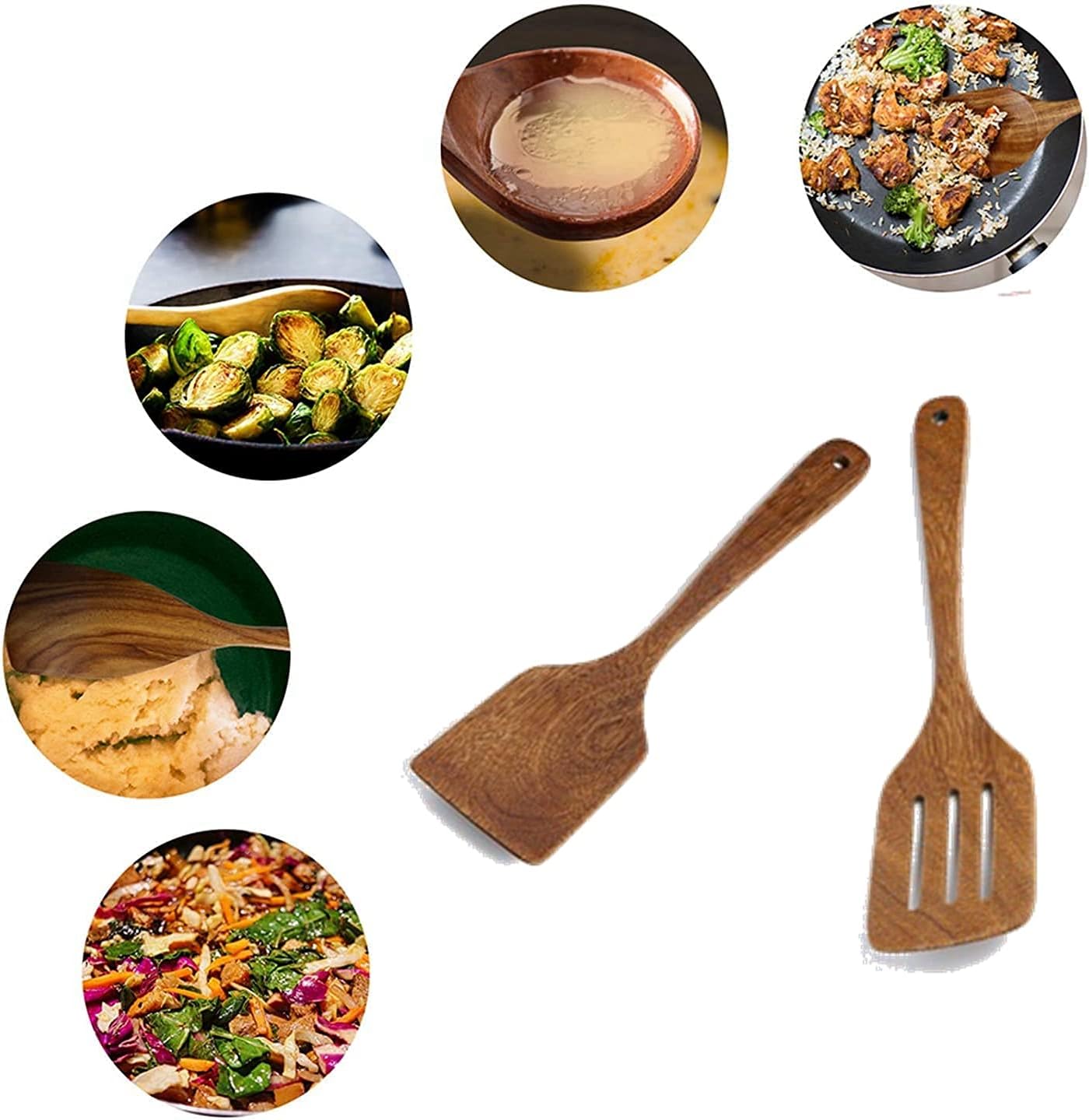 Set of 2 wooden spatulas 30 cm spatulas cooking utensils made - Image 3