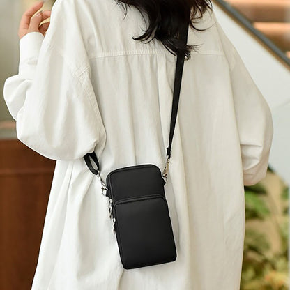 Mobile Phone Bag with Shoulder Strap in Durable Nylon and Polyester - Black - Image 3