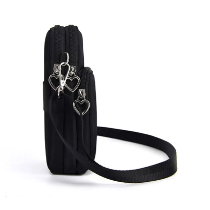 Mobile Phone Bag with Shoulder Strap in Durable Nylon and Polyester - Black - Image 5